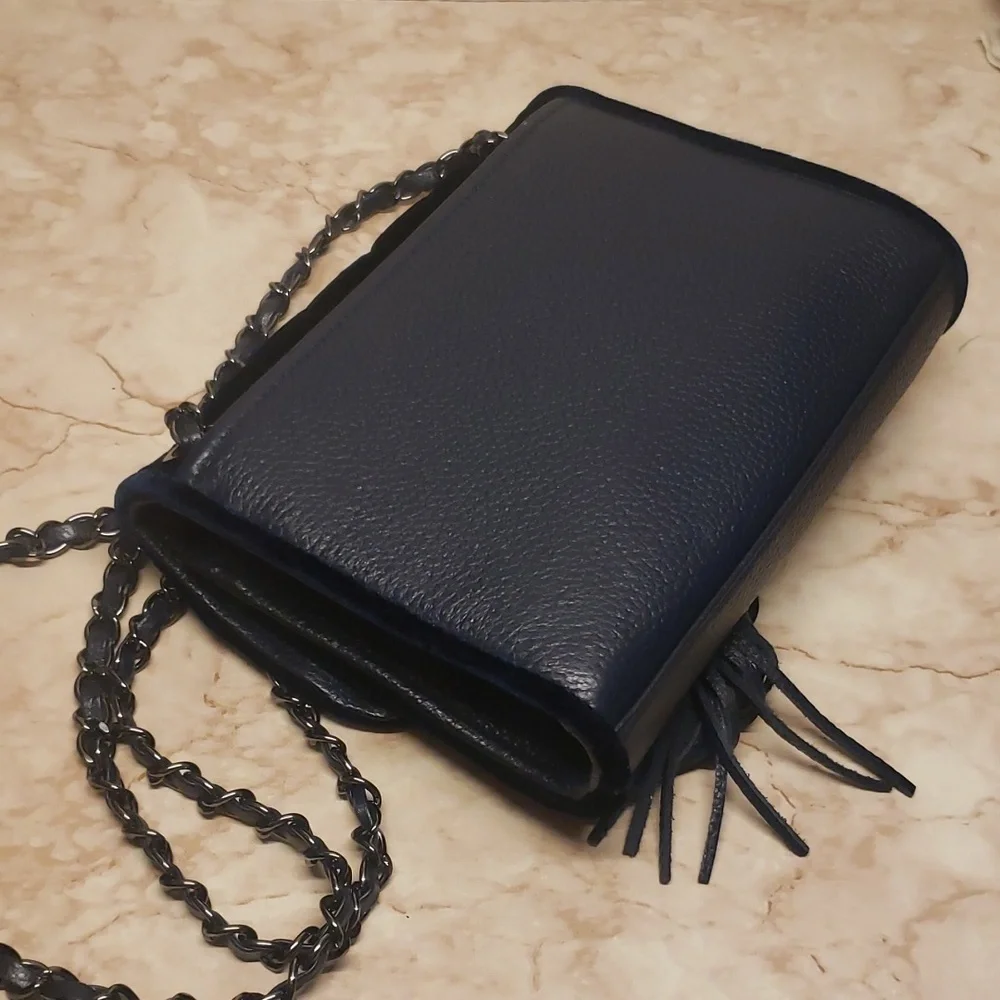 Aimee Kestenberg velvet and leather flap clousure crossbody/shoulder bag